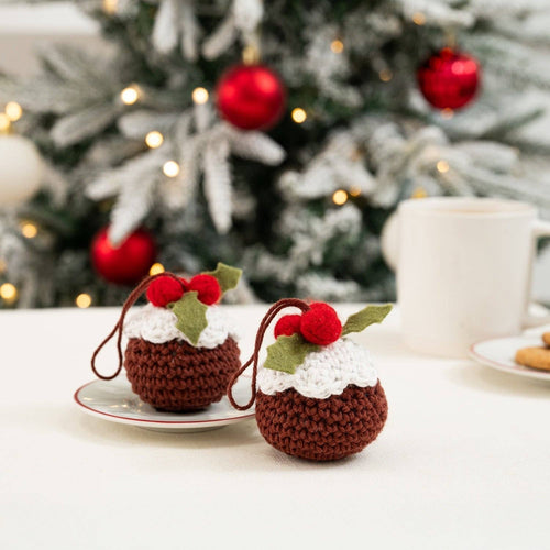 Christmas Pudding Baubles Easy Crochet Kit