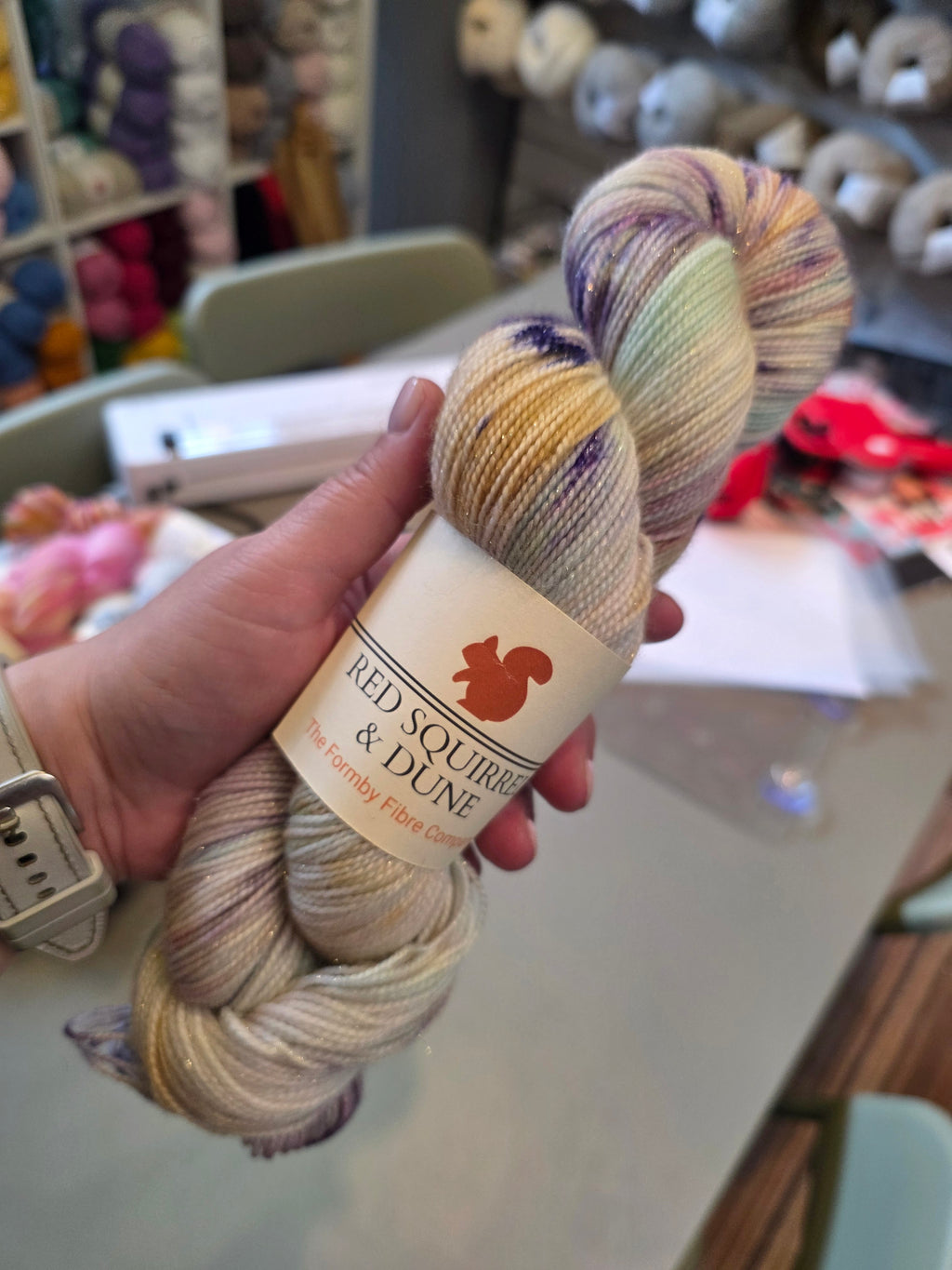 Red Squirrel & Dune Sparkle Sock Yarn