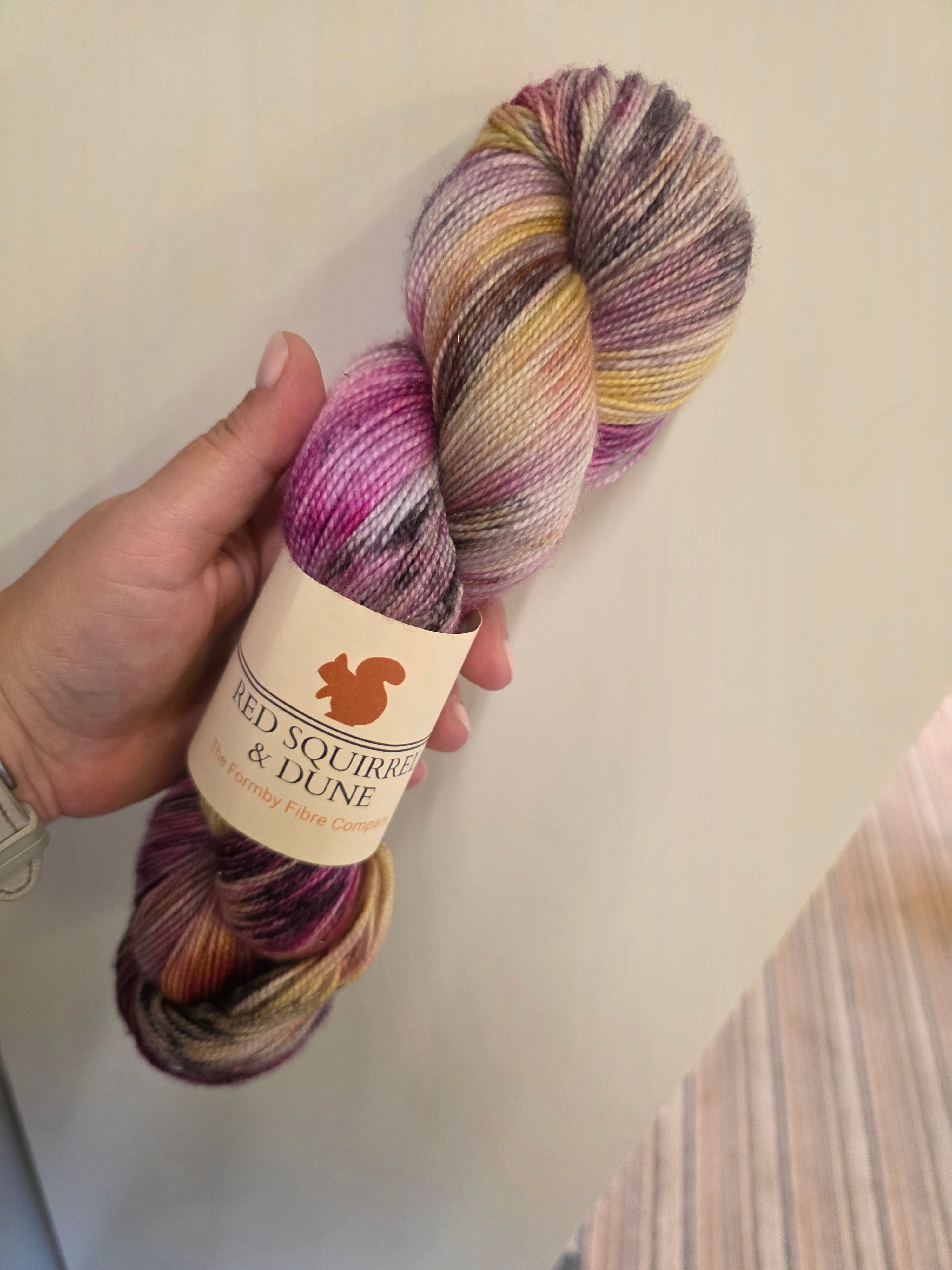 Red Squirrel & Dune Sparkle Sock Yarn