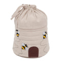 Craft Bag: Round: Drawstring: Appliqué: Hive: Bee