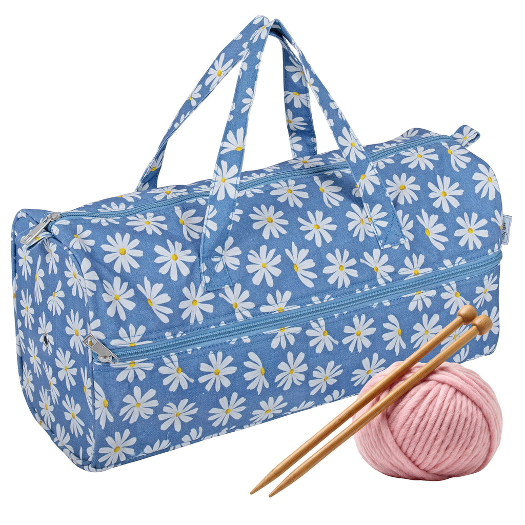 Knitting Bag: Denim Daisies