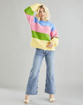 Striped Balloon Sleeve Sweater in Hayfield Bonus Chunky